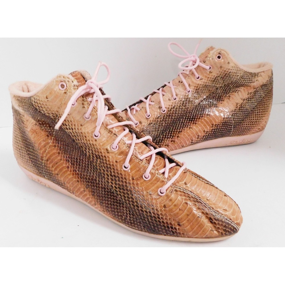 Vintage 1980 Snakers Python High-Top Sneakers Sz 7.5 VTG Exotic Pink Snake‎ Skin